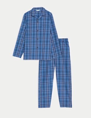 Brushed Cotton Checked Pyjama Set, M&S Collection