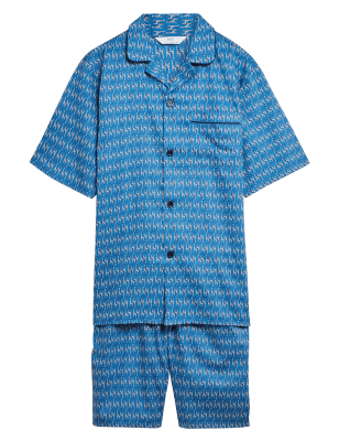 

Mens M&S Collection Pure Cotton Giraffe Print Pyjama Set - Blue Mix, Blue Mix