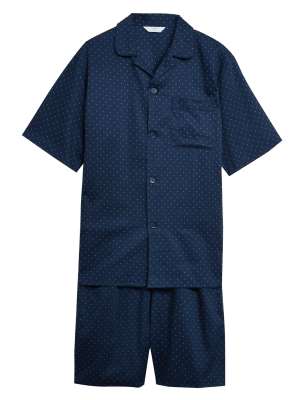 

Mens M&S Collection Pure Cotton Polka Dot Pyjama Set - Navy Mix, Navy Mix