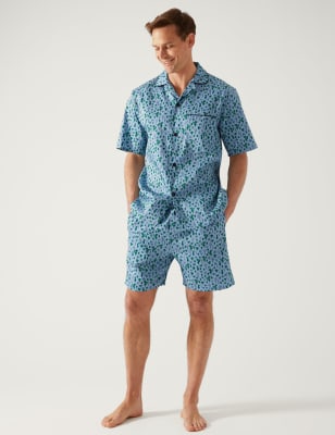 

Mens M&S Collection Schlafanzugset aus reiner Baumwolle mit Kaktusmotiv - Blue Mix, Blue Mix
