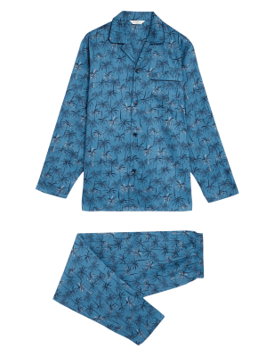 

Mens M&S Collection Pure Cotton Palm Print Pyjama Set - Blue Mix, Blue Mix