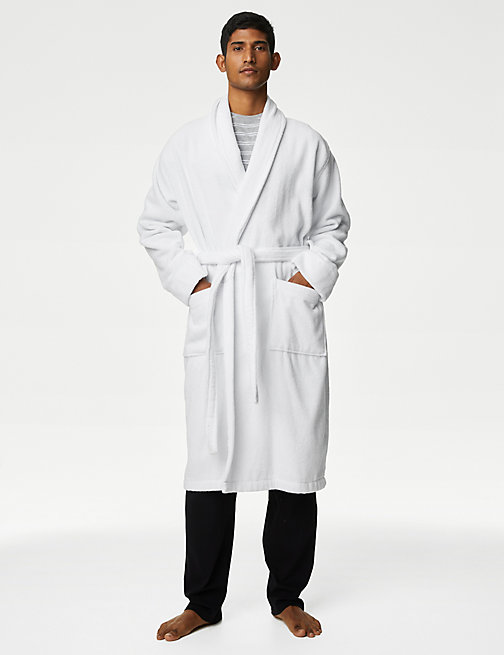 Marks And Spencer Mens M&S Collection Pure Cotton Towelling Dressing Gown - White