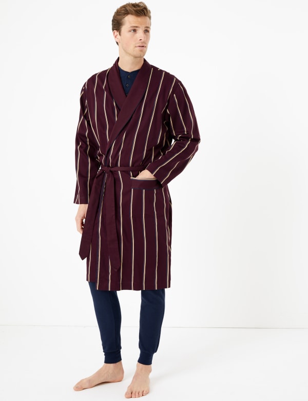Pure Cotton Striped Dressing Gown