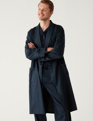 

Mens M&S Collection Pure Cotton Dressing Gown - Navy Mix, Navy Mix