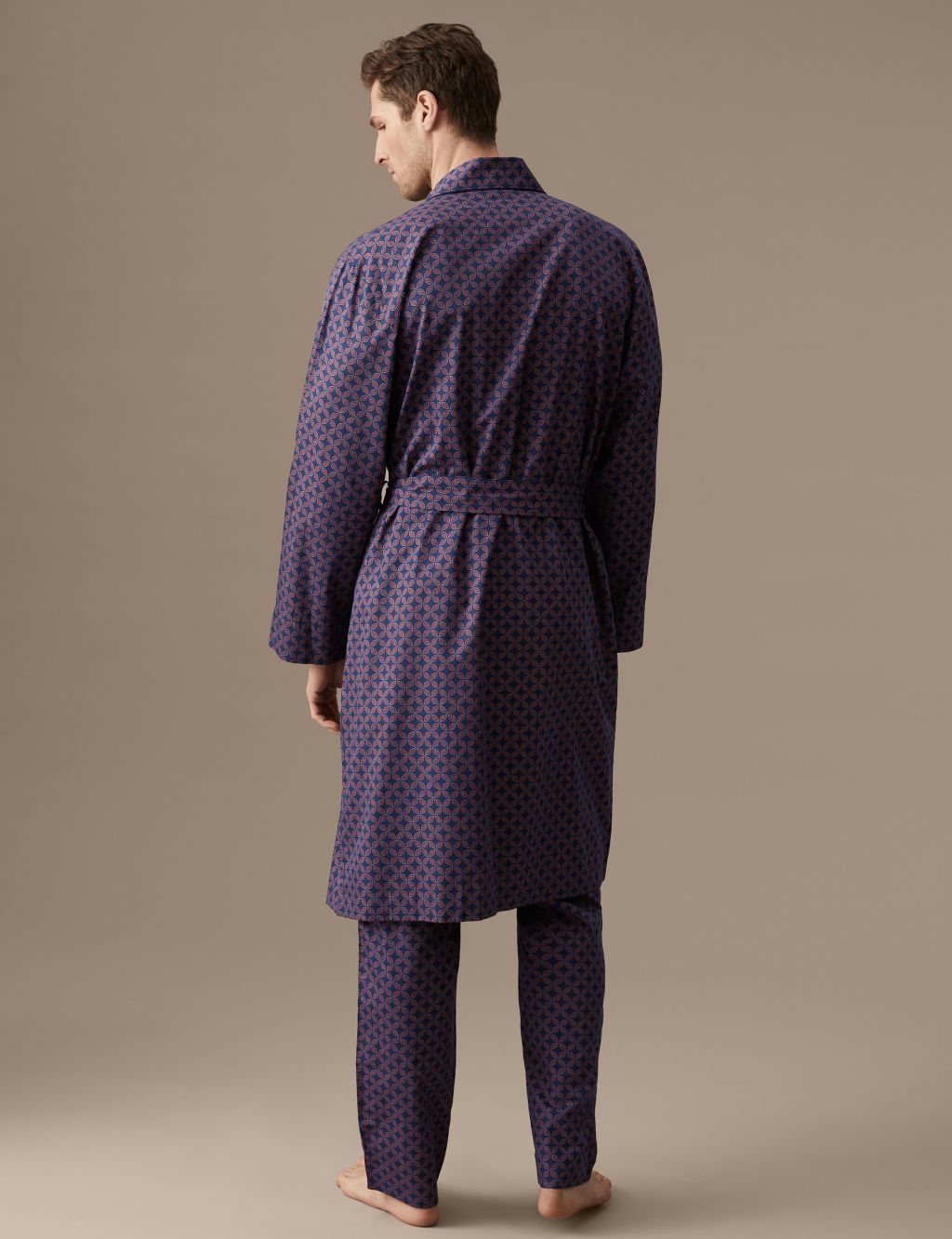 Cotton Rich Geometric Print Dressing Gown image 3