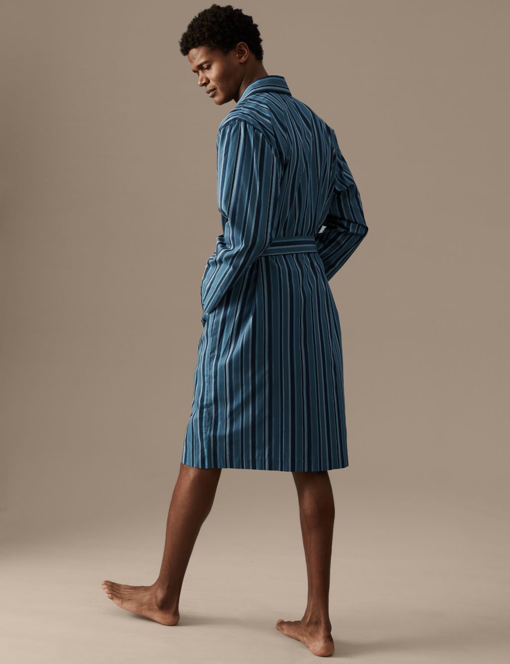 Cotton Rich Striped Dressing Gown image 2