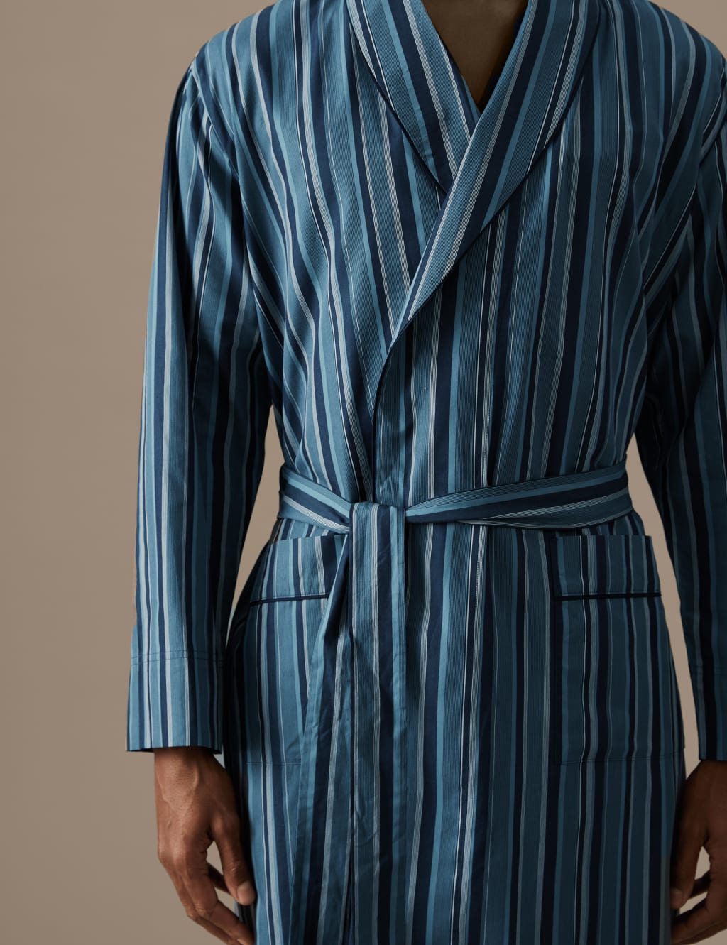 Cotton Rich Striped Dressing Gown image 4
