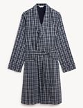 Cotton Blend Checked Dressing Gown