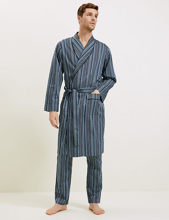 Pure Cotton Striped Dressing Gown
