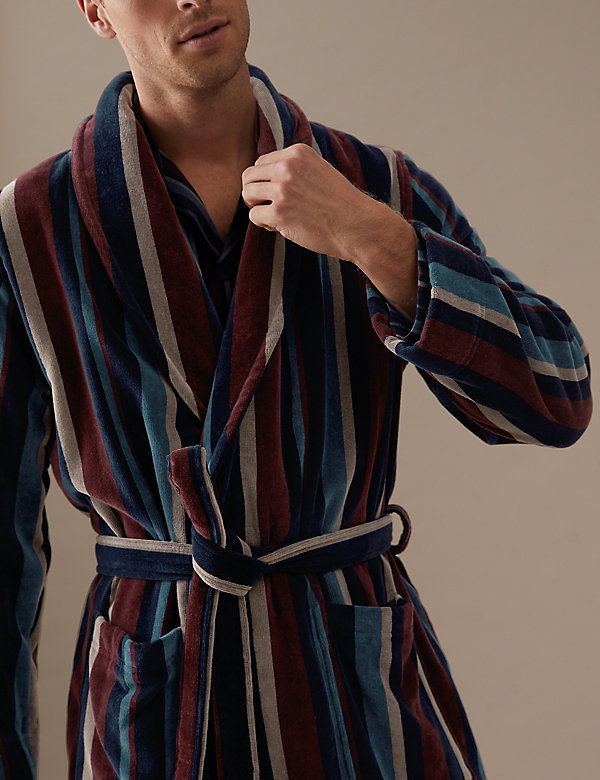 Pure Cotton Striped Dressing Gown - AR