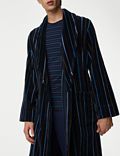 Pure Cotton Velour Striped Dressing Gown