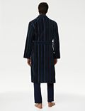 Pure Cotton Velour Striped Dressing Gown