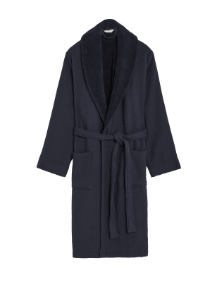 

Mens M&S Collection Pure Cotton Waffle Dressing Gown - Navy, Navy