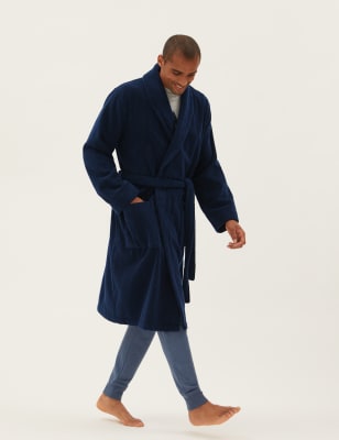 

Mens M&S Collection Pure Cotton Towelling Dressing Gown - Dark Navy Mix, Dark Navy Mix