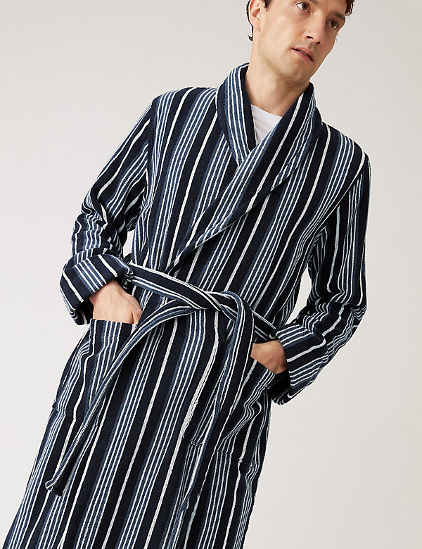 Pure Cotton Striped Dressing Gown - NZ