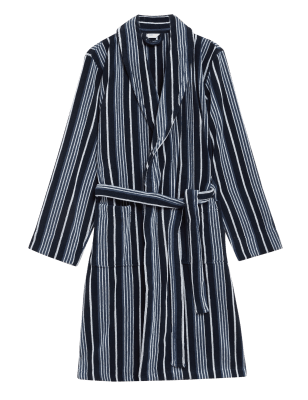 

Mens M&S Collection Pure Cotton Striped Dressing Gown - Navy Mix, Navy Mix