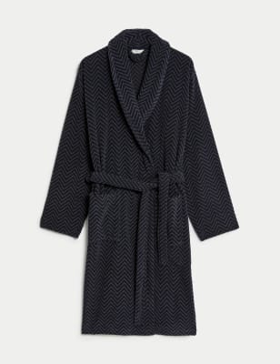 Pure Cotton Chevron Towelling Dressing Gown