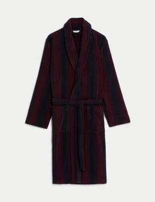 Pure Cotton Striped Towelling Dressing Gown