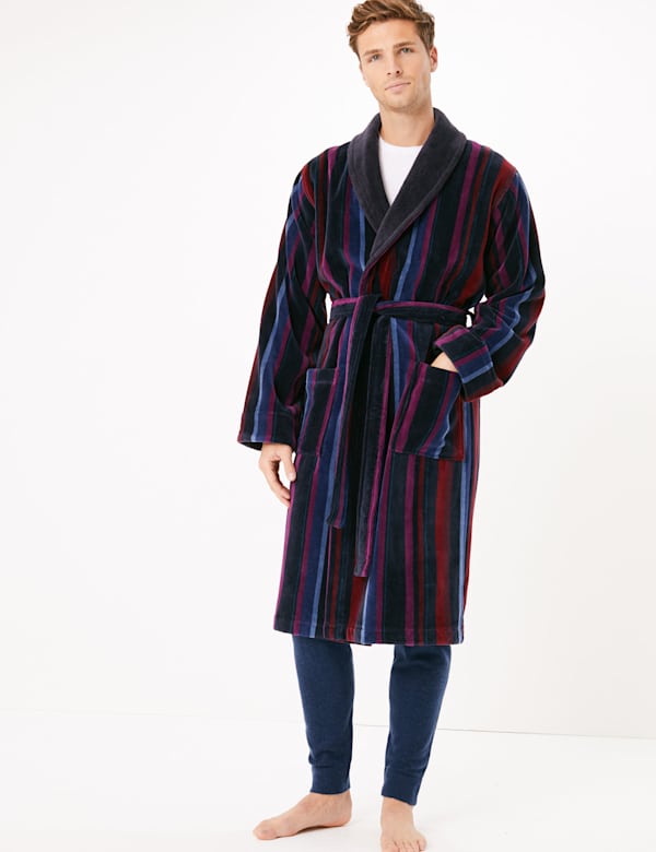Velvet Touch Supersoft Striped Dressing Gown