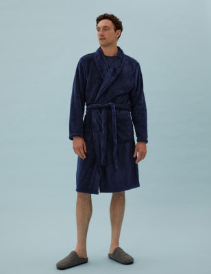 

Mens M&S Collection Longer Length Supersoft Fleece Gown - Navy, Navy