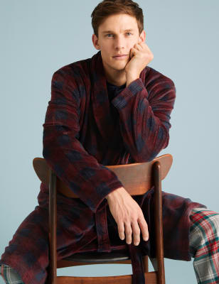 Fleece Checked Dressing Gown