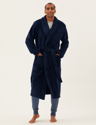 

Mens M&S Collection Longer Length Supersoft Dressing Gown - Dark Navy, Dark Navy