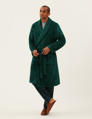 

Mens M&S Collection Fleece Supersoft Dressing Gown - Bottle Green, Bottle Green