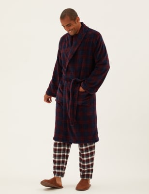 

Mens M&S Collection Supersoft Checked Dressing Gown - Multi, Multi