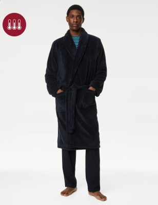 M&S Mens Fleece Dressing Gown - Dark Navy, Dark Navy