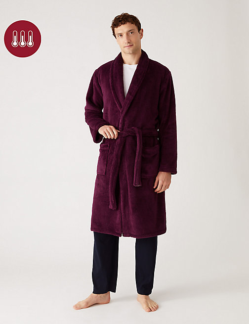 Marks And Spencer Mens M&S Collection Fleece Supersoft Dressing Gown - Berry