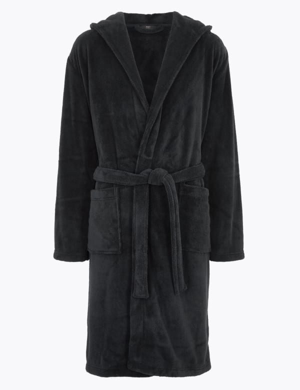 Fleece Hooded Dressing Gown M S Collection M S