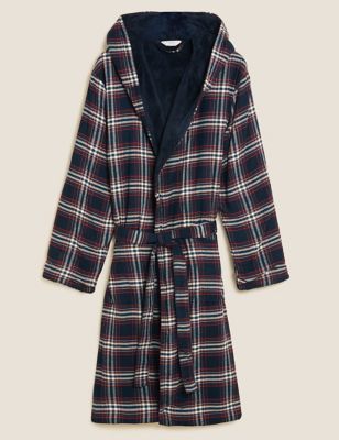 

Mens M&S Collection Fleece Supersoft Checked Dressing Gown - Burgundy Mix, Burgundy Mix