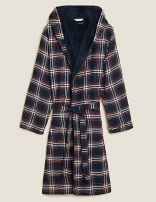 

Mens M&S Collection Fleece Supersoft Checked Dressing Gown - Burgundy Mix, Burgundy Mix