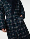 Pure Cotton Checked Hooded Dressing Gown