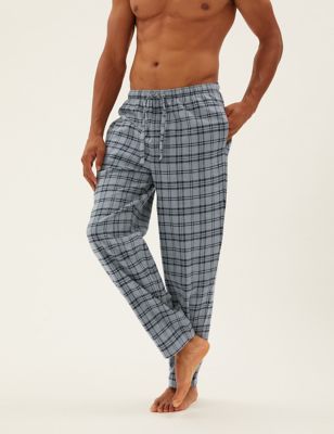

Mens M&S Collection 2 Pack Pure Cotton Checked Pyjama Bottoms - Grey Mix, Grey Mix
