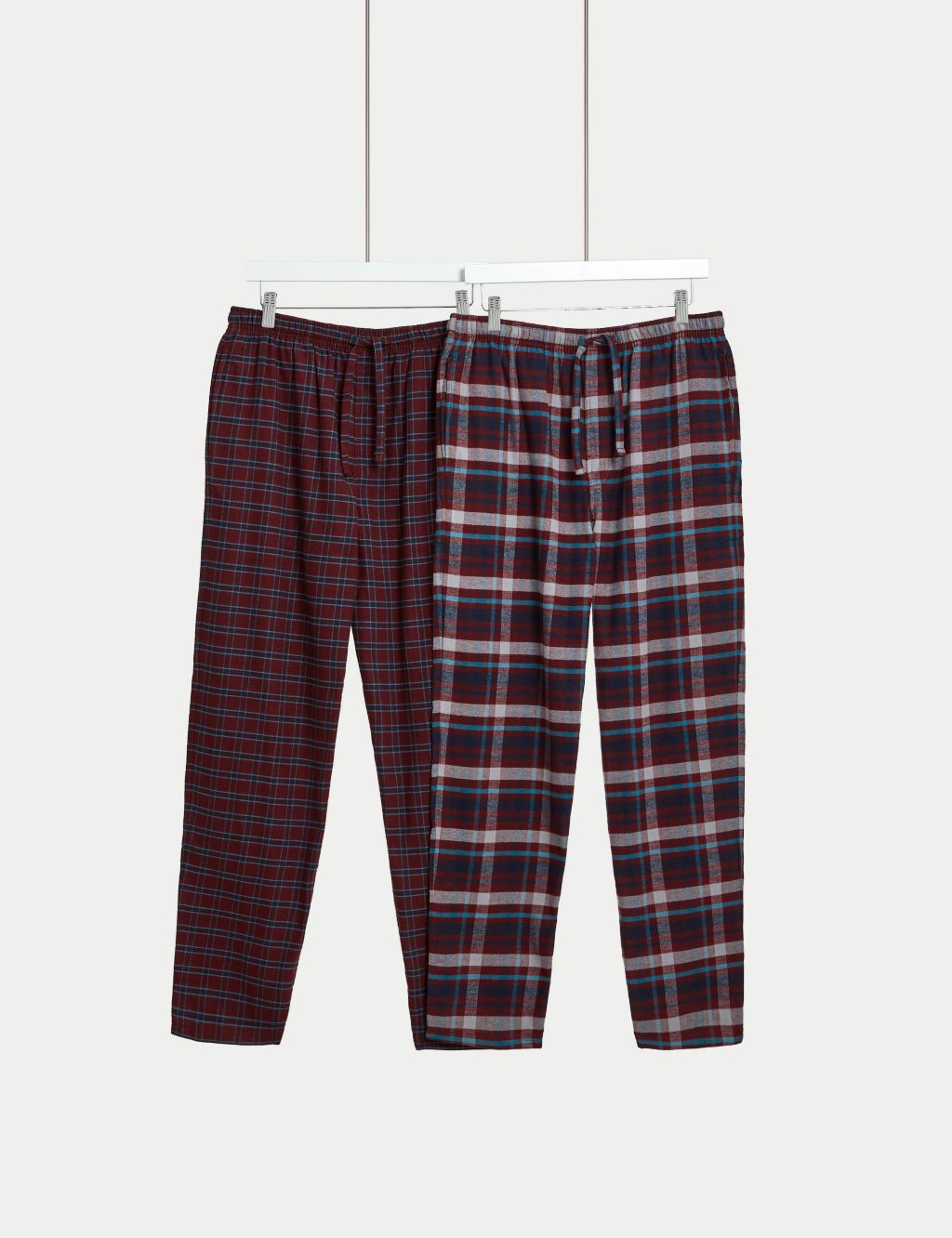 Regular Fit Flannel pyjama bottoms - Dark green/White checked - Men