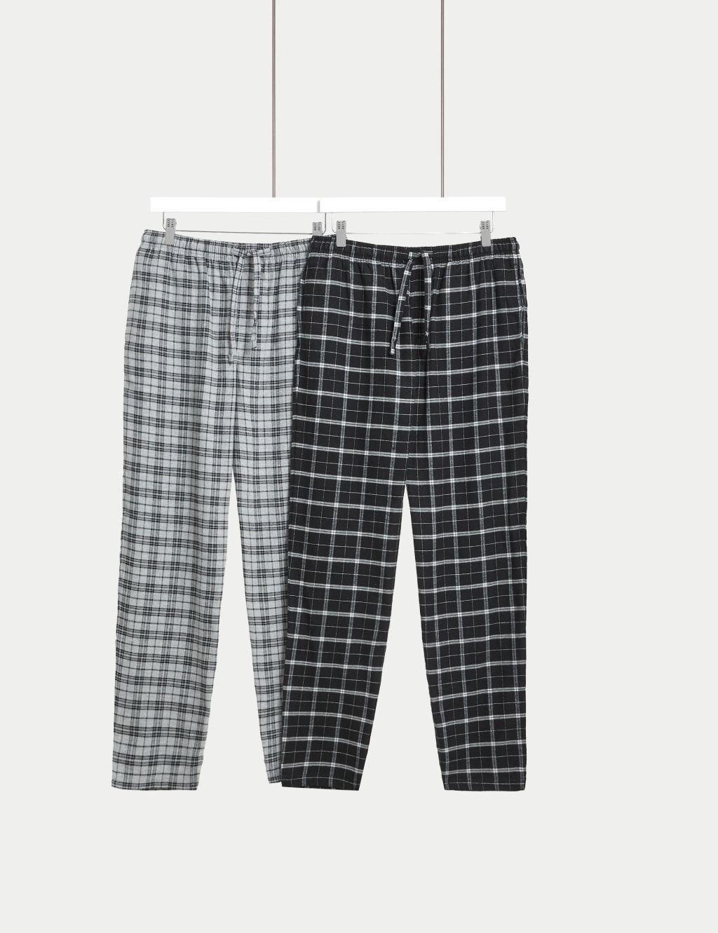 2pk Brushed Cotton Checked Pyjama Bottoms image 1