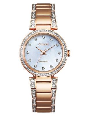 Womens Citizen Eco-Drive Rose Gold Plated Watch - Gold Mix, Gold Mix