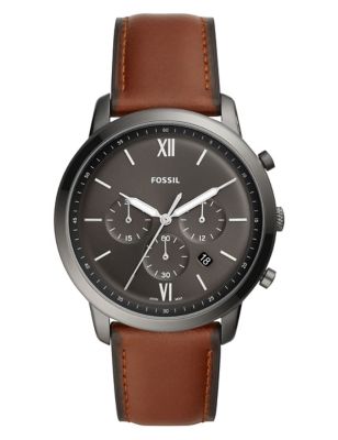 Mens Fossil Neutra Chronograph Brown Leather Watch - Brown Mix, Brown Mix