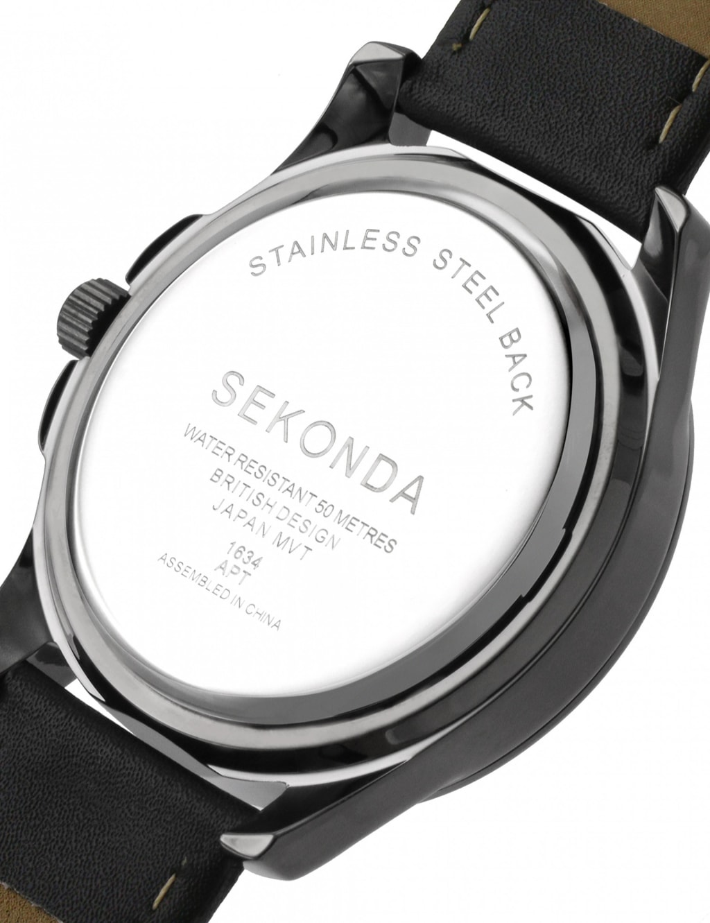Sekonda Black Leather Chronograph Watch image 4
