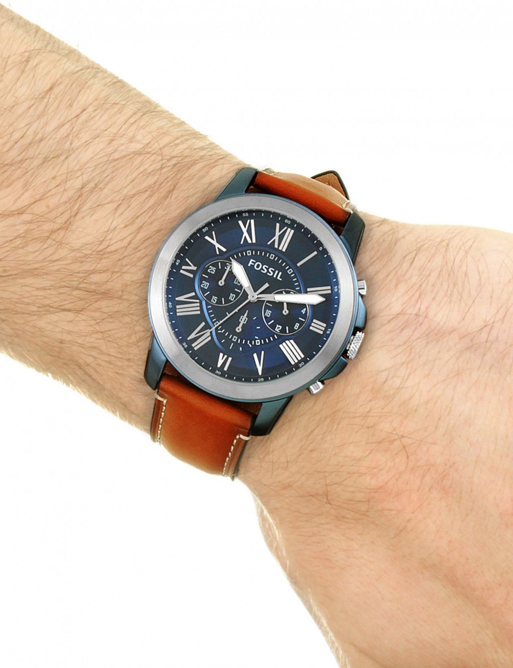 Fossil Grant Brown Leather Chronograph Quartz Watch image 2