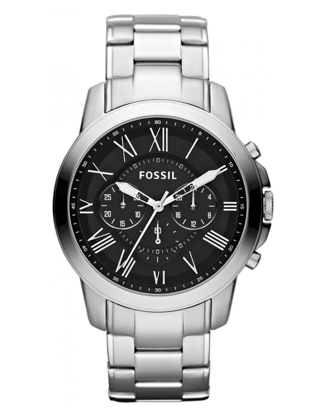 Fossil Grant Chronograph Silver Stainless Steel Watch image 1