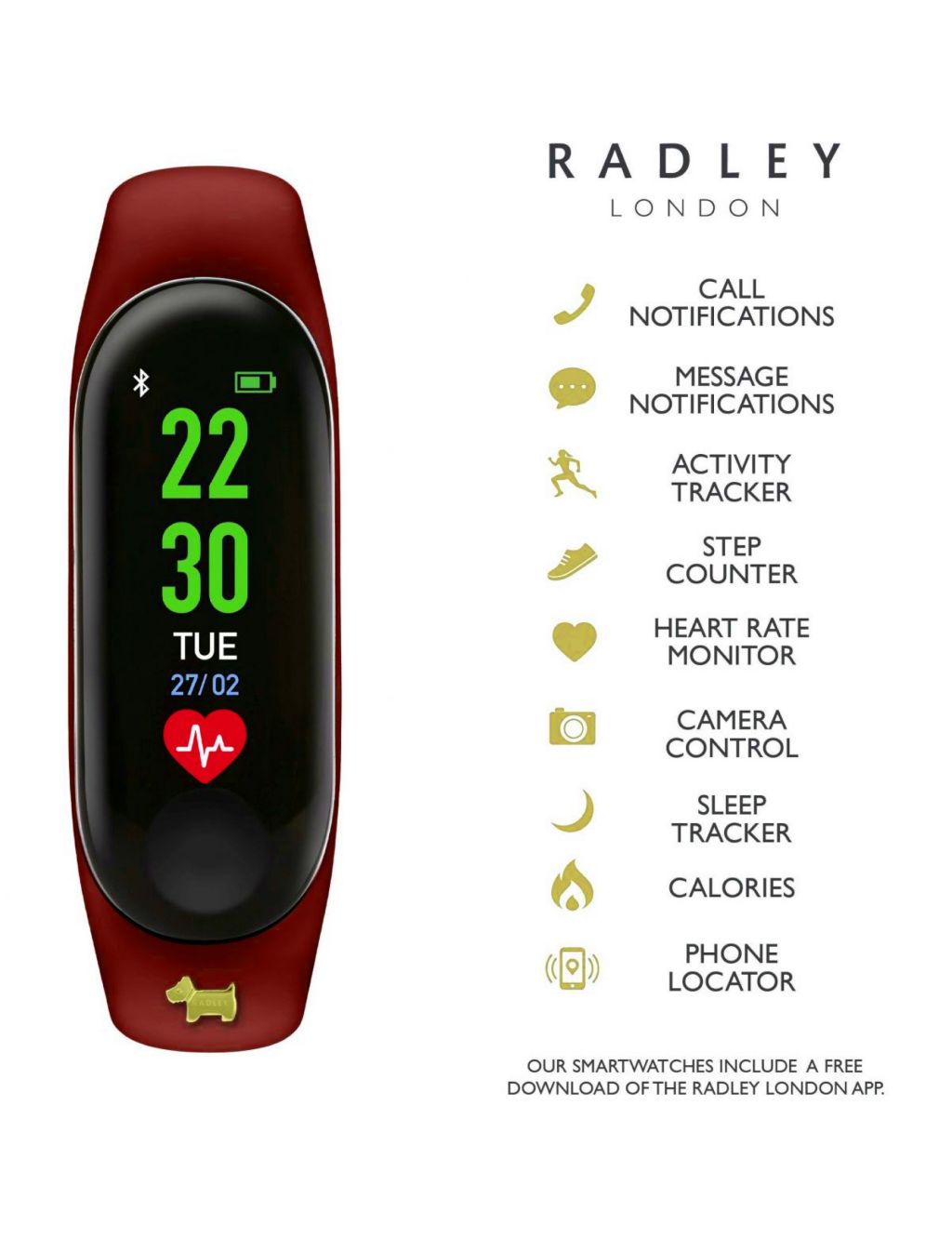 Radley Red Rubber Smart Watch image 3