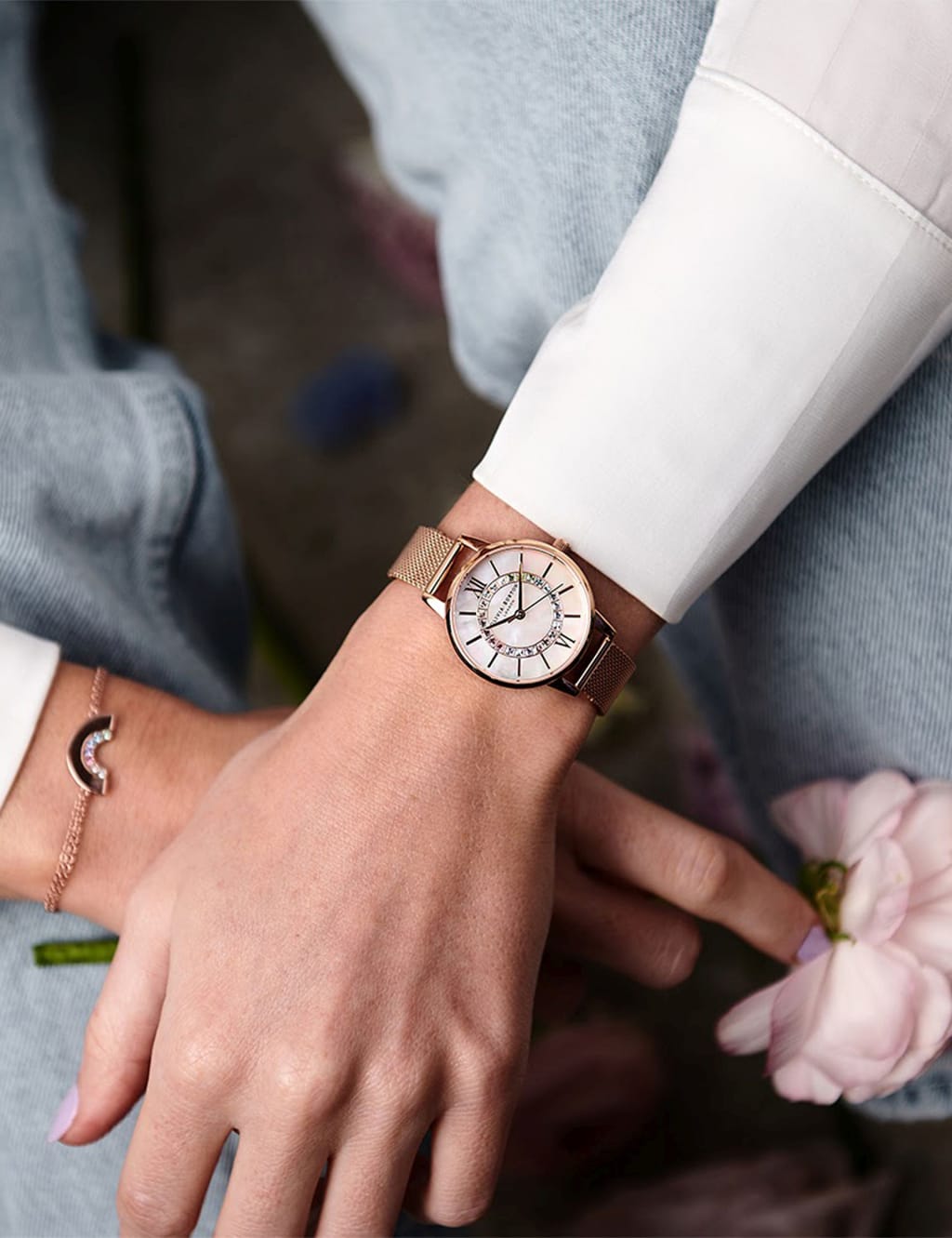 Olivia Burton Rainbow Sparkle Rose Gold Quartz Watch image 3