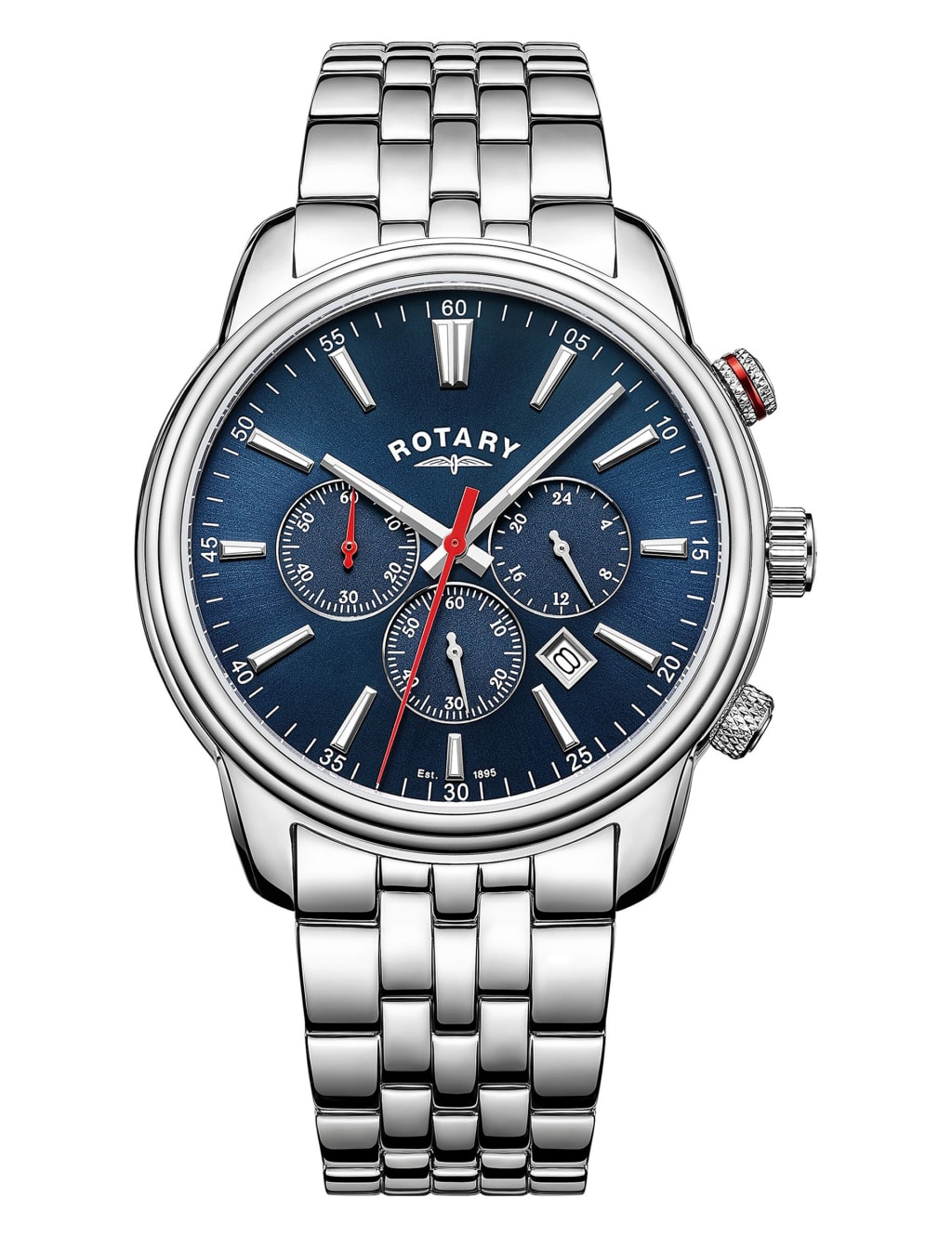 Rotary Oxford Silver Stainless Steel Chronograph Watch image 1