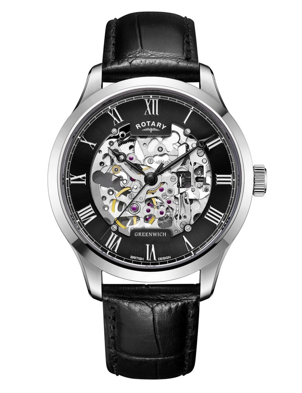 Rotary Greenwich Black Leather Automatic Watch image 1
