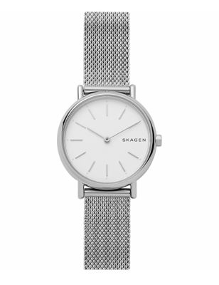 Womens Skagen Signatur Classic Mesh Bracelet Watch - Silver, Silver