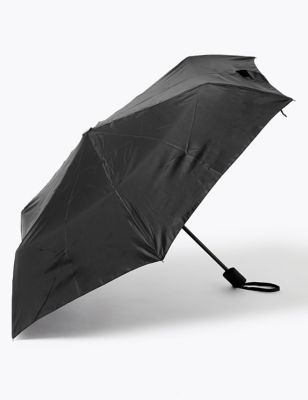 M&S Mens Recycled Polyester Umbrella with Windtechtm - Black, Black