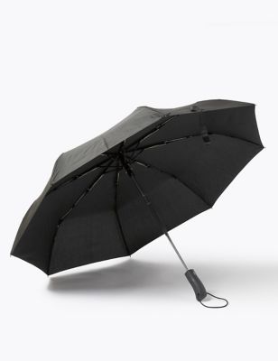 M&S Mens Recycled Polyester Rubber Handle Umbrella with Windtech 
