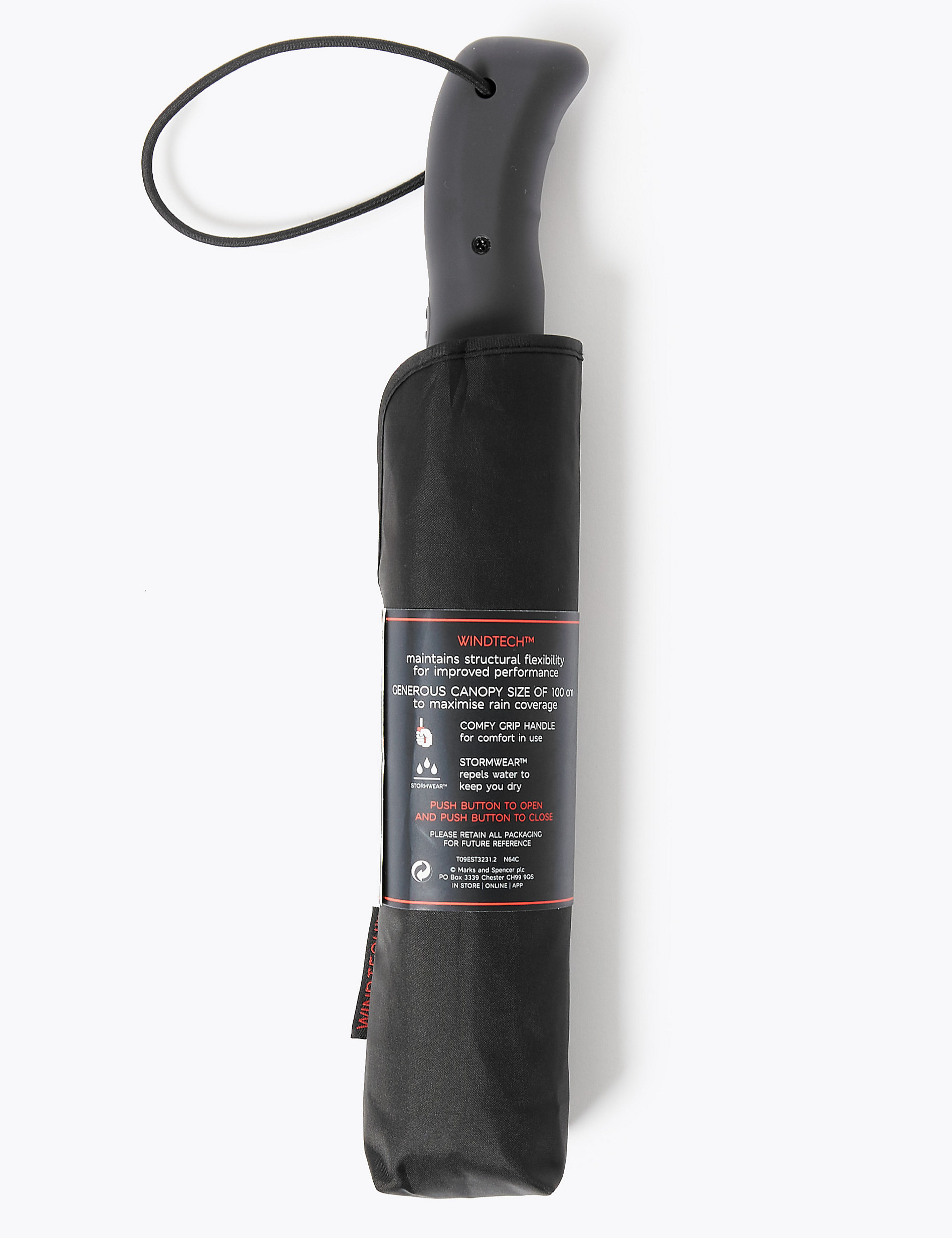 Recycled Polyester Rubber Handle Umbrella with Windtech™ 